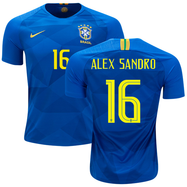 Brazil #16 Alex Sandro Away Soccer Country Jersey - Click Image to Close